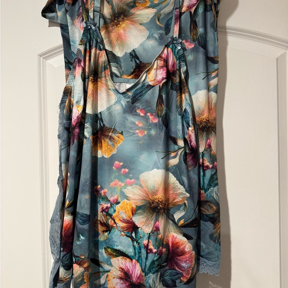 Cacique Multicolor Floral Lingerie Set with Satin Tie